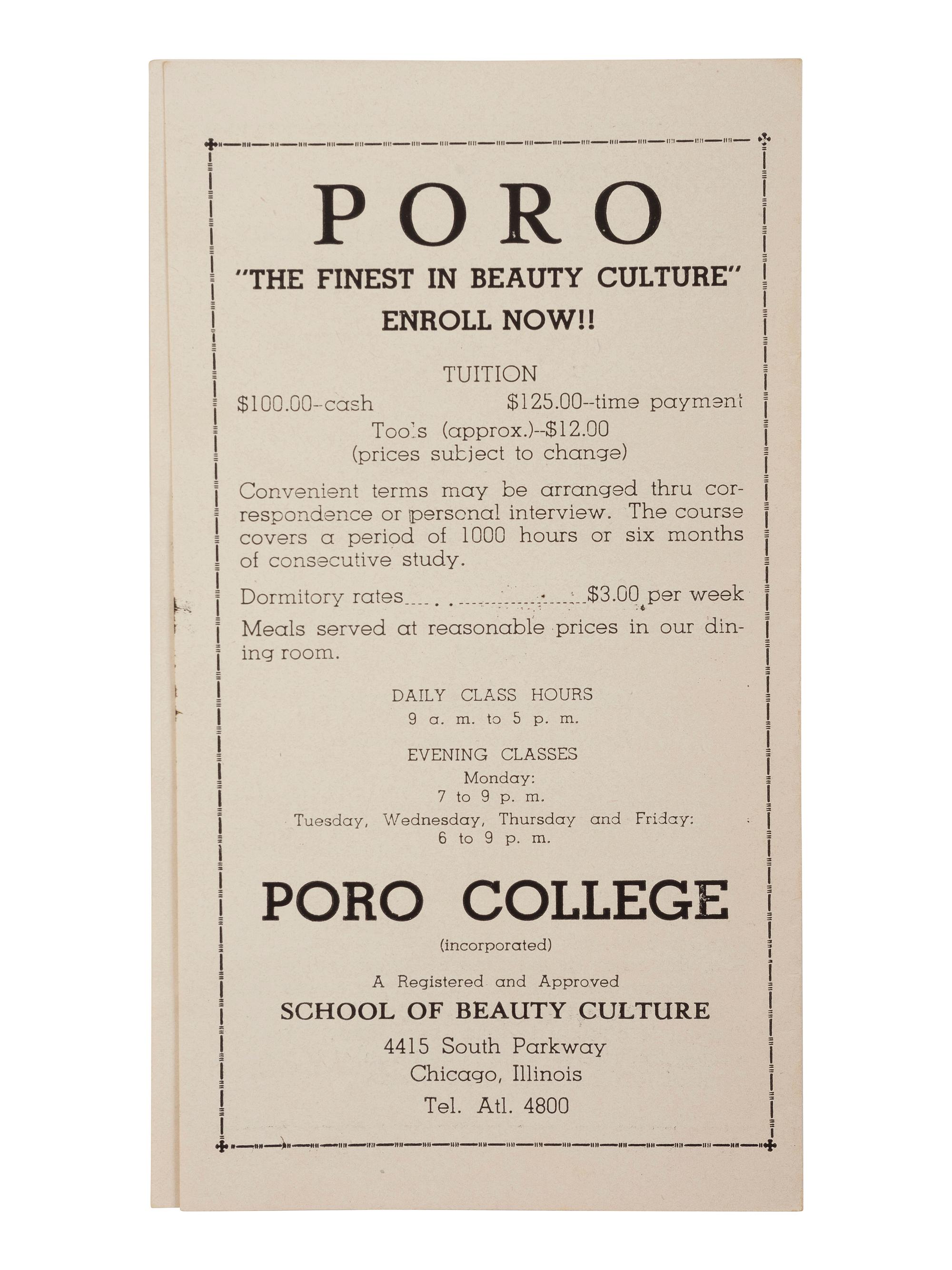 [EDUCATION - MALONE, ANNIE M. (1869-1957)]. 2 items related to Poro College, Chicago, IL.