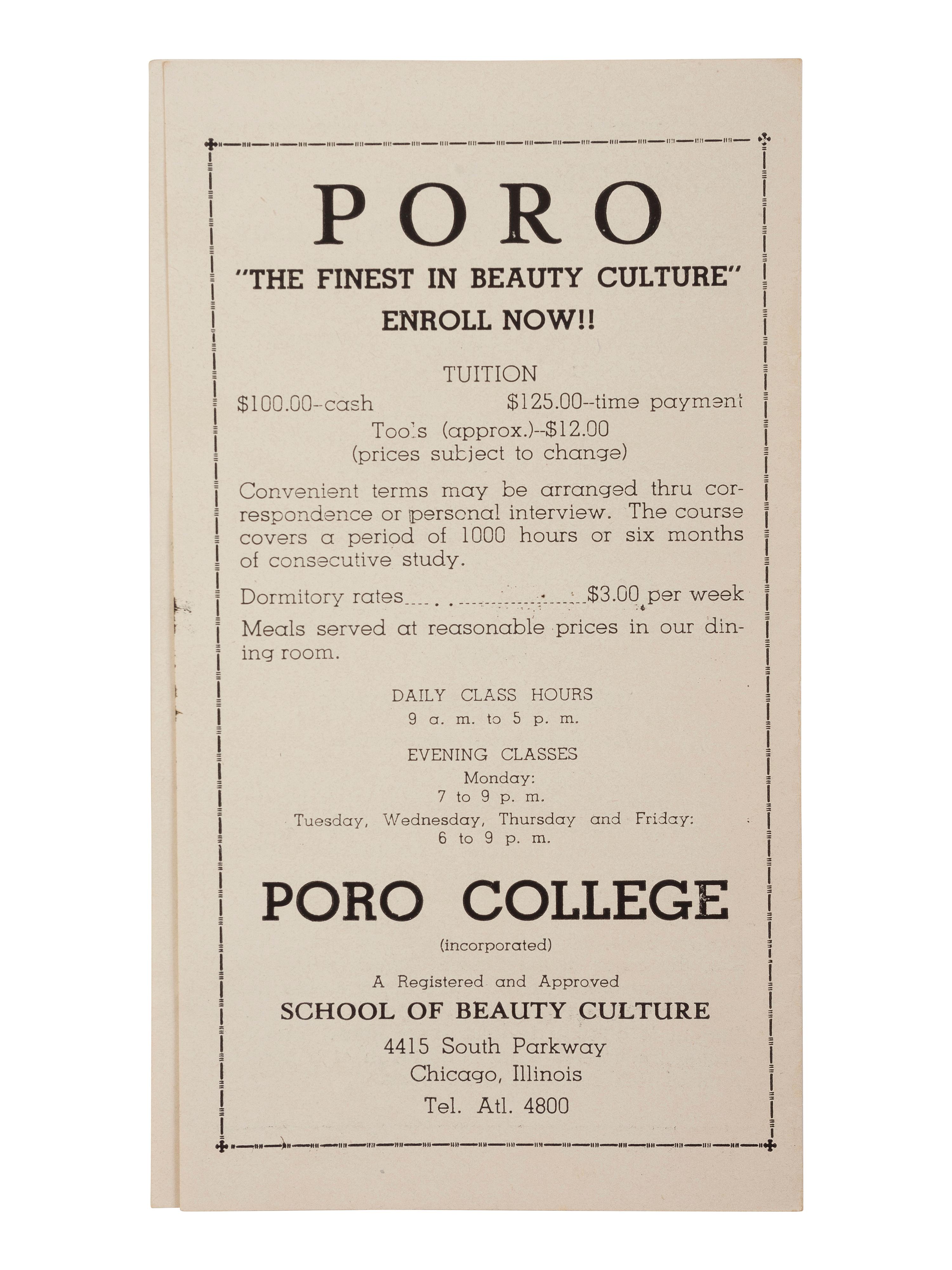 [EDUCATION - MALONE, ANNIE M. (1869-1957)]. 2 items related to Poro College, Chicago, IL.