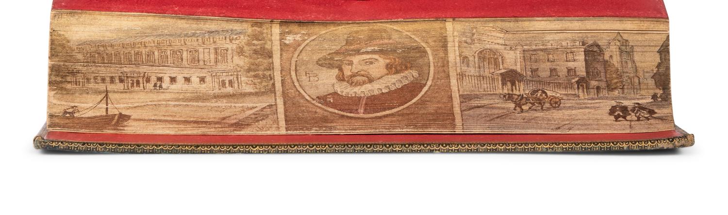 [FORE-EDGE PAINTING]. BACON, Francis, Sir (1561-1626). Essays, Moral, Economical, and Political. London: Chiswick Press for J. Carpenter, 1812.