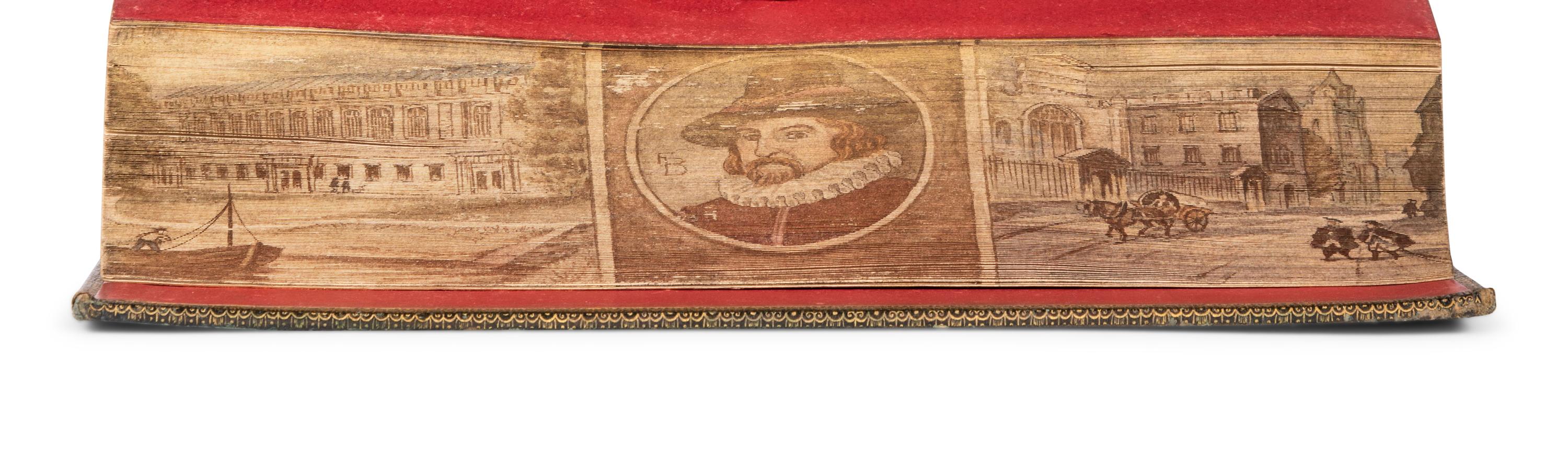 [FORE-EDGE PAINTING]. BACON, Francis, Sir (1561-1626). Essays, Moral, Economical, and Political. London: Chiswick Press for J. Carpenter, 1812.