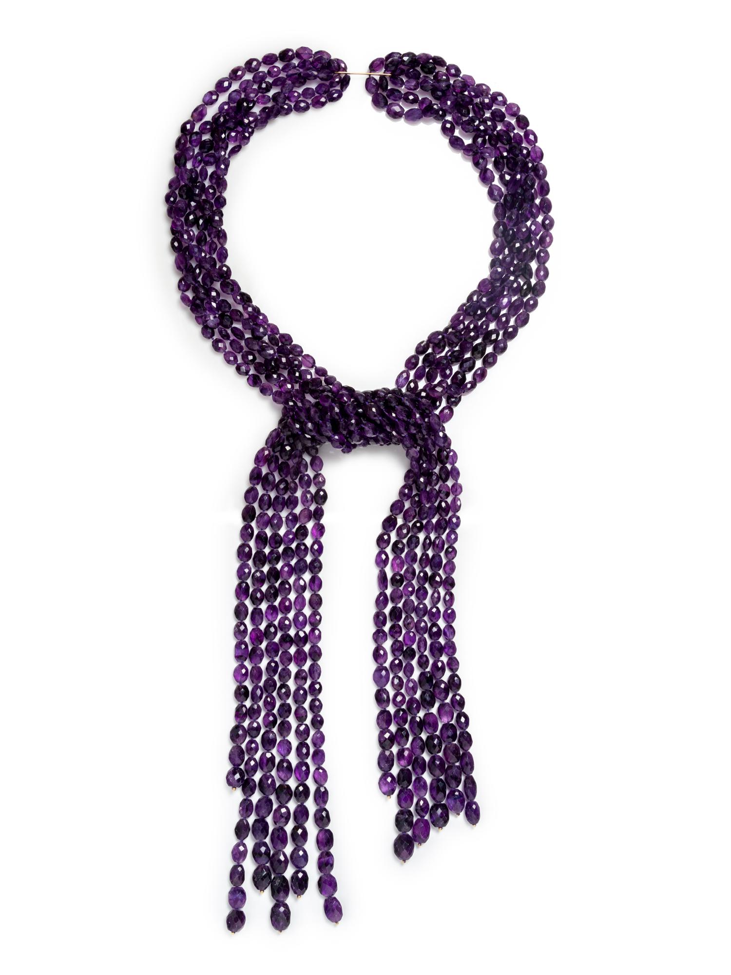 AMETHYST BEAD SCARF STYLE NECKLACE