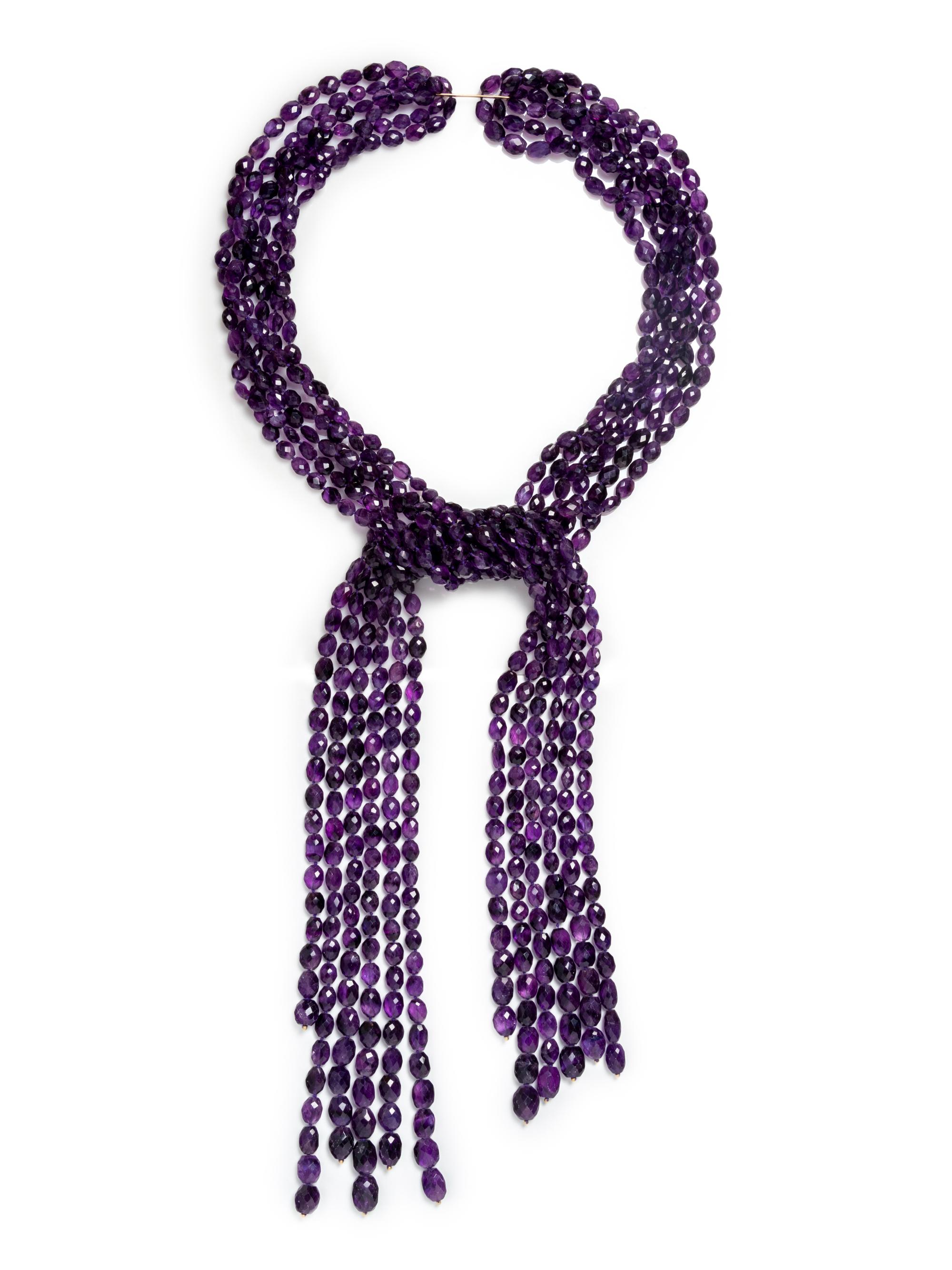 AMETHYST BEAD SCARF STYLE NECKLACE
