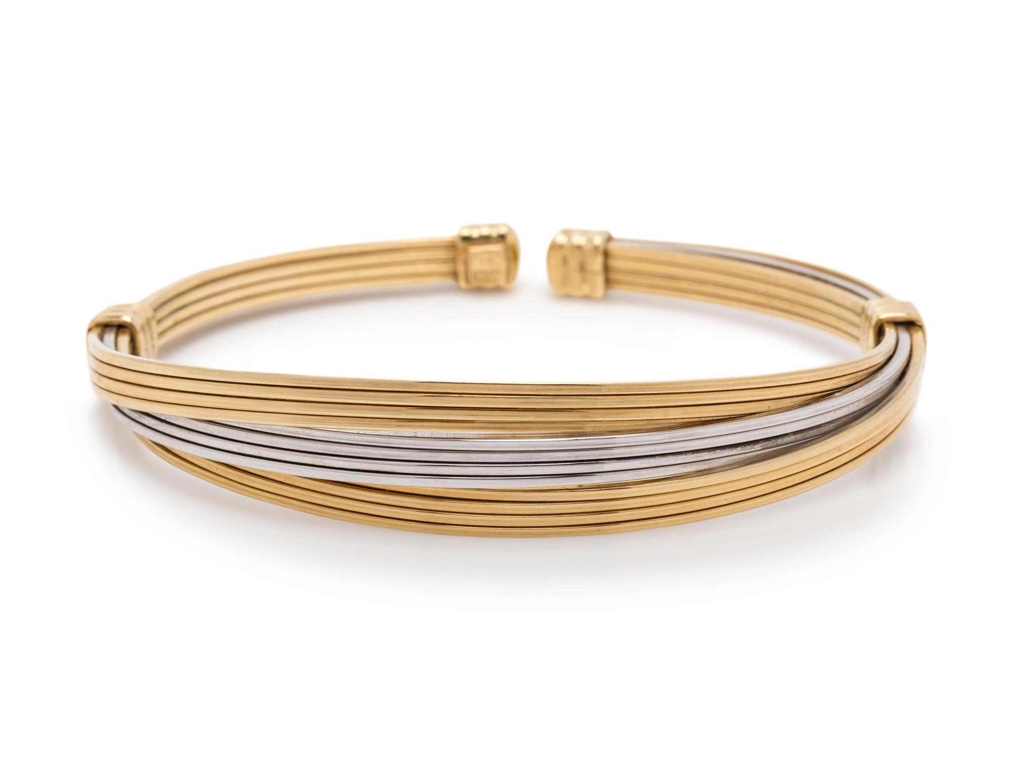 ROBERTO COIN, BICOLOR GOLD CUFF BRACELET