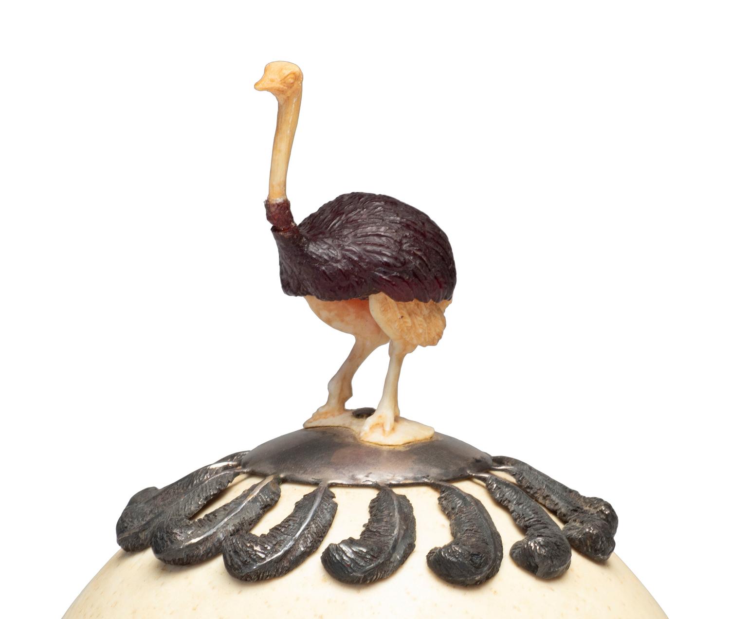 Two Silver-Mounted Ostrich Eggs