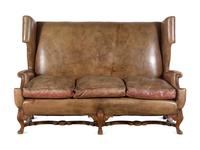 An English Leather-Upholstered Wingback Sofa