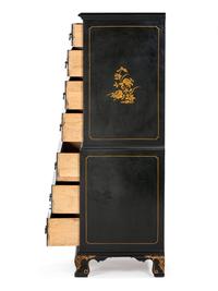 A George III Style Green-Japanned Chest-on-Chest