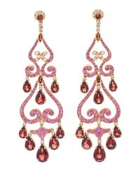 GARNET, PINK SAPPHIRE AND DIAMOND EARRINGS