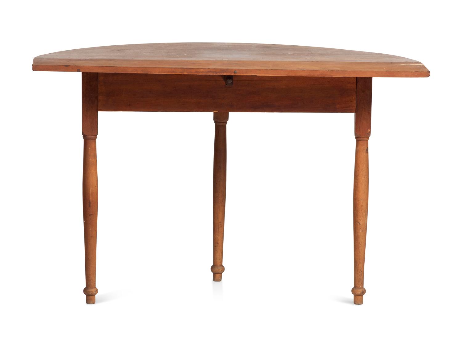 A Country Late Federal Cherrywood Demi-Lune Drop-Leaf Table