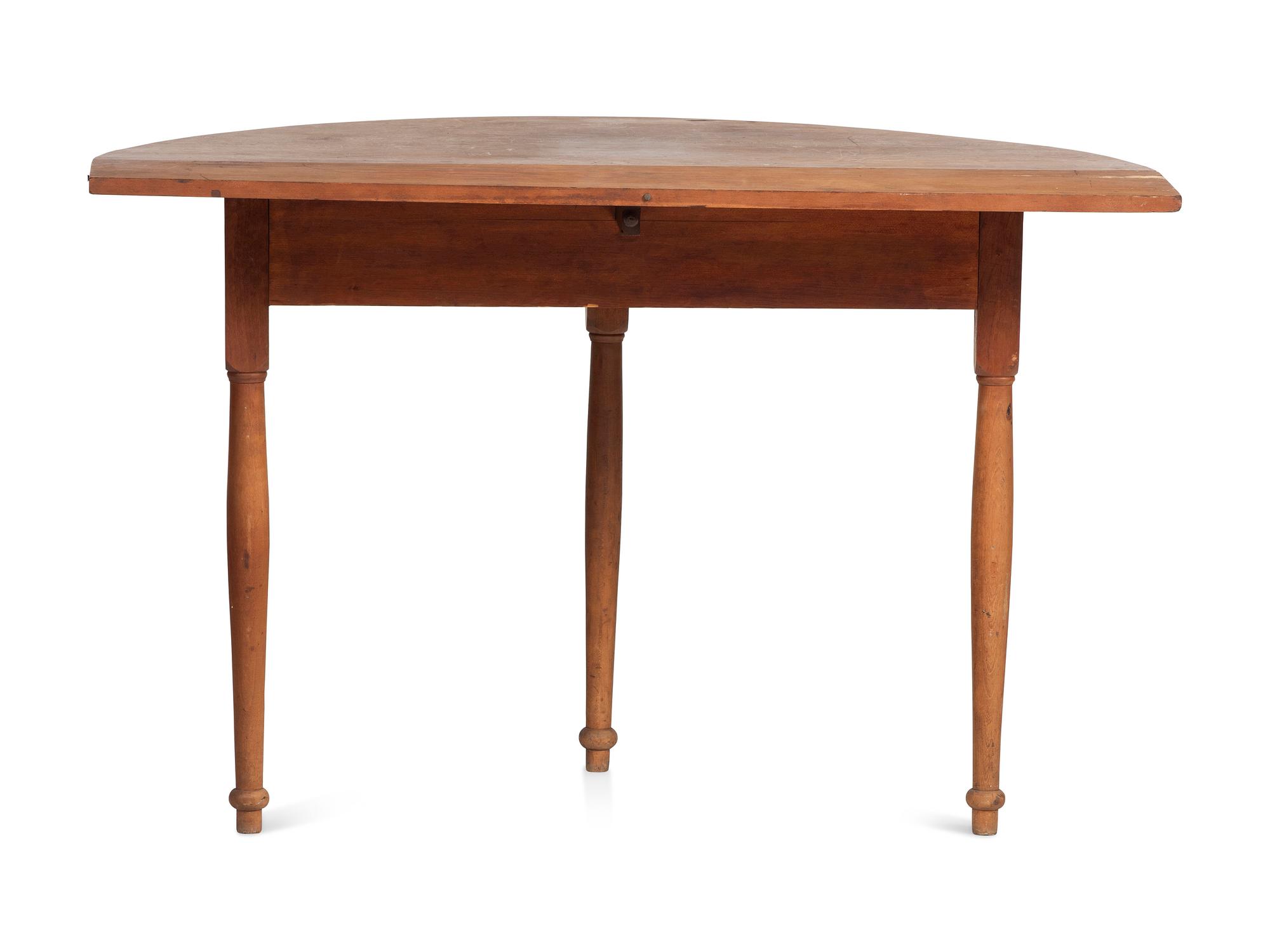 A Country Late Federal Cherrywood Demi-Lune Drop-Leaf Table