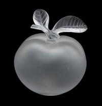 A Lalique Crystal Apple-Form Paperweight Height 7 inches. — 20TH CENTURY