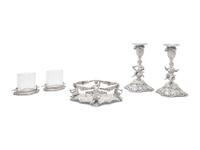 A German Silver Five-Piece "Putti" Table Garniture