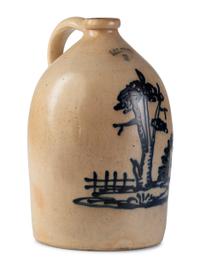 A J&E Norton Cobalt Decorated Stoneware Three-Gallon Jug