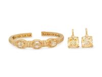 JUDITH RIPKA, YELLOW GOLD, DIAMOND AND YELLOW CUBIC ZIRCONIA SET