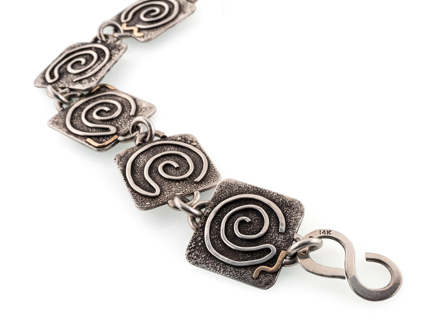 Navajo and Pueblo Sterling Silver Link Bracelets