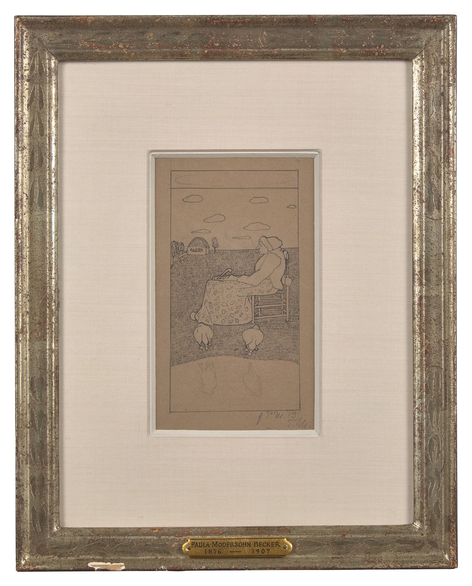 Sitzende Alte mit zwei Gänsen (Seated Old Woman with Two Geese) , circa 1899-1900