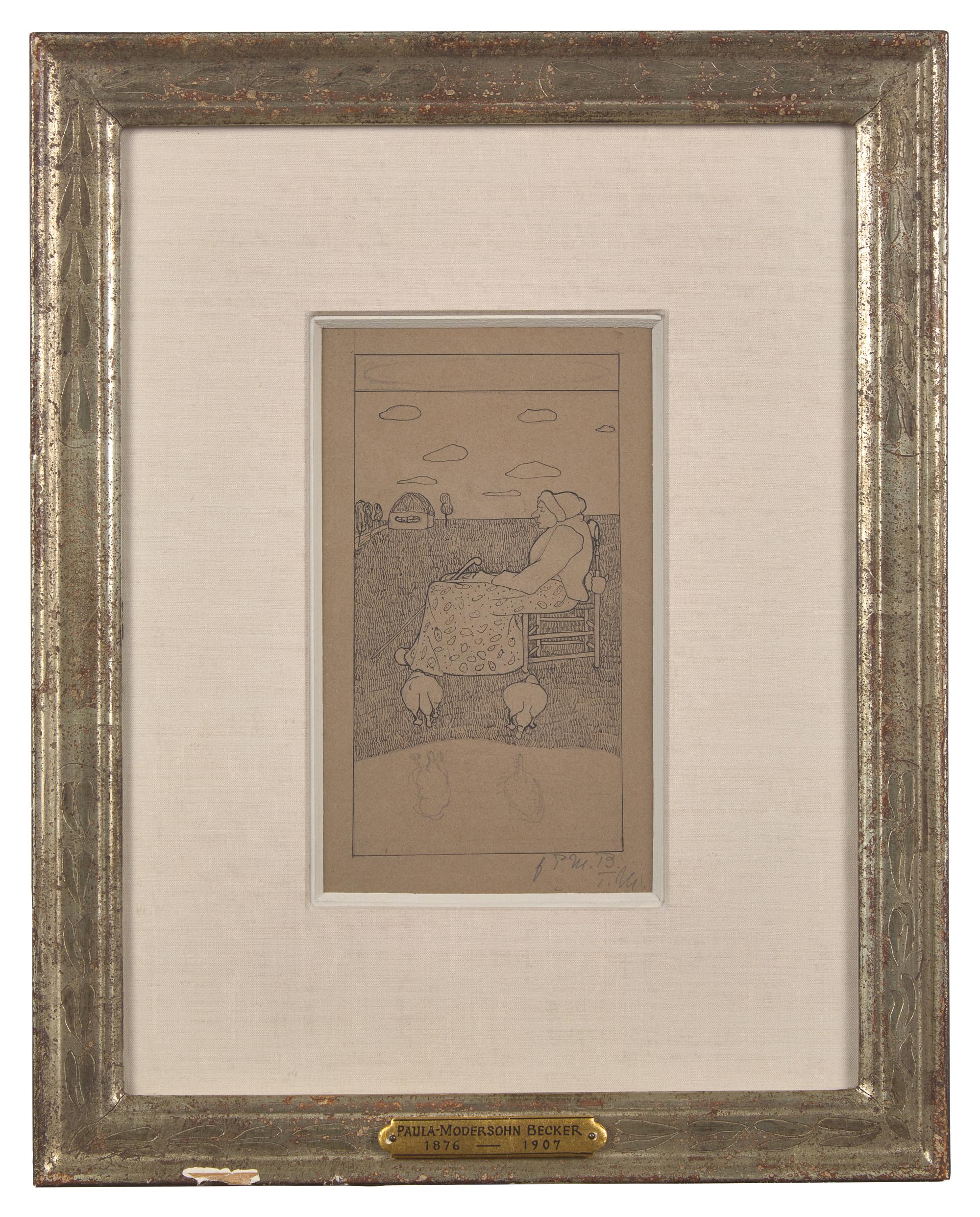 Sitzende Alte mit zwei Gänsen (Seated Old Woman with Two Geese) , circa 1899-1900