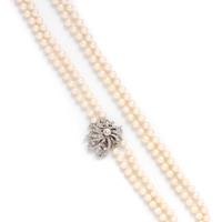CULTURED PEARL AND DIAMOND NECKLACE