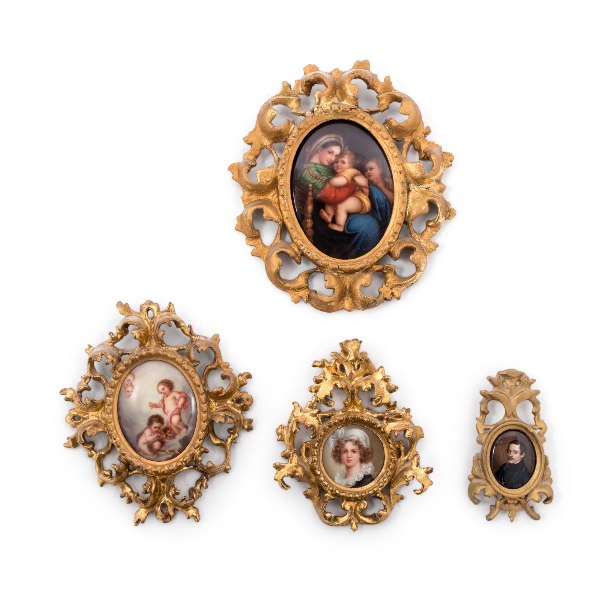 Four Continental Painted Porcelain Plaques