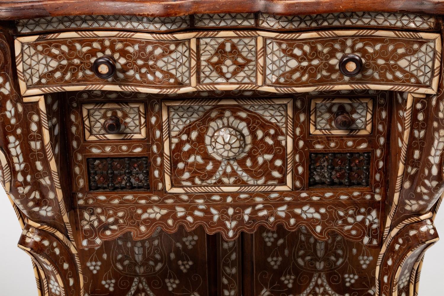 A Syrian Pewter and Mother-of-Pearl-Inlaid Console