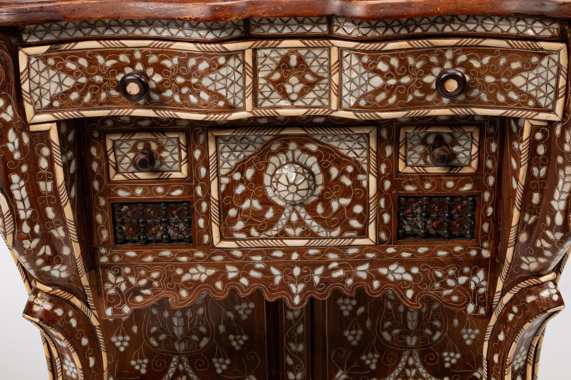 A Syrian Pewter and Mother-of-Pearl-Inlaid Console