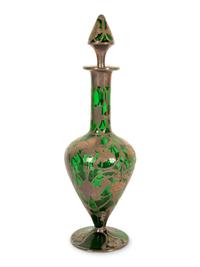 An American Silver Overlaid Green Glass Decanter