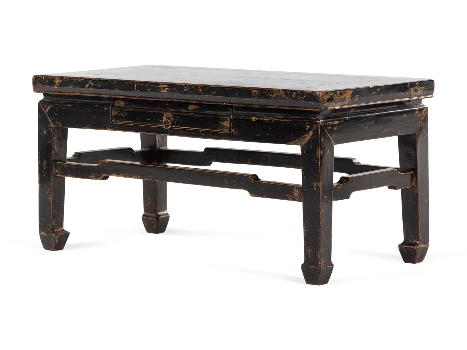 A Chinese Black Lacquered Elmwood Low Table