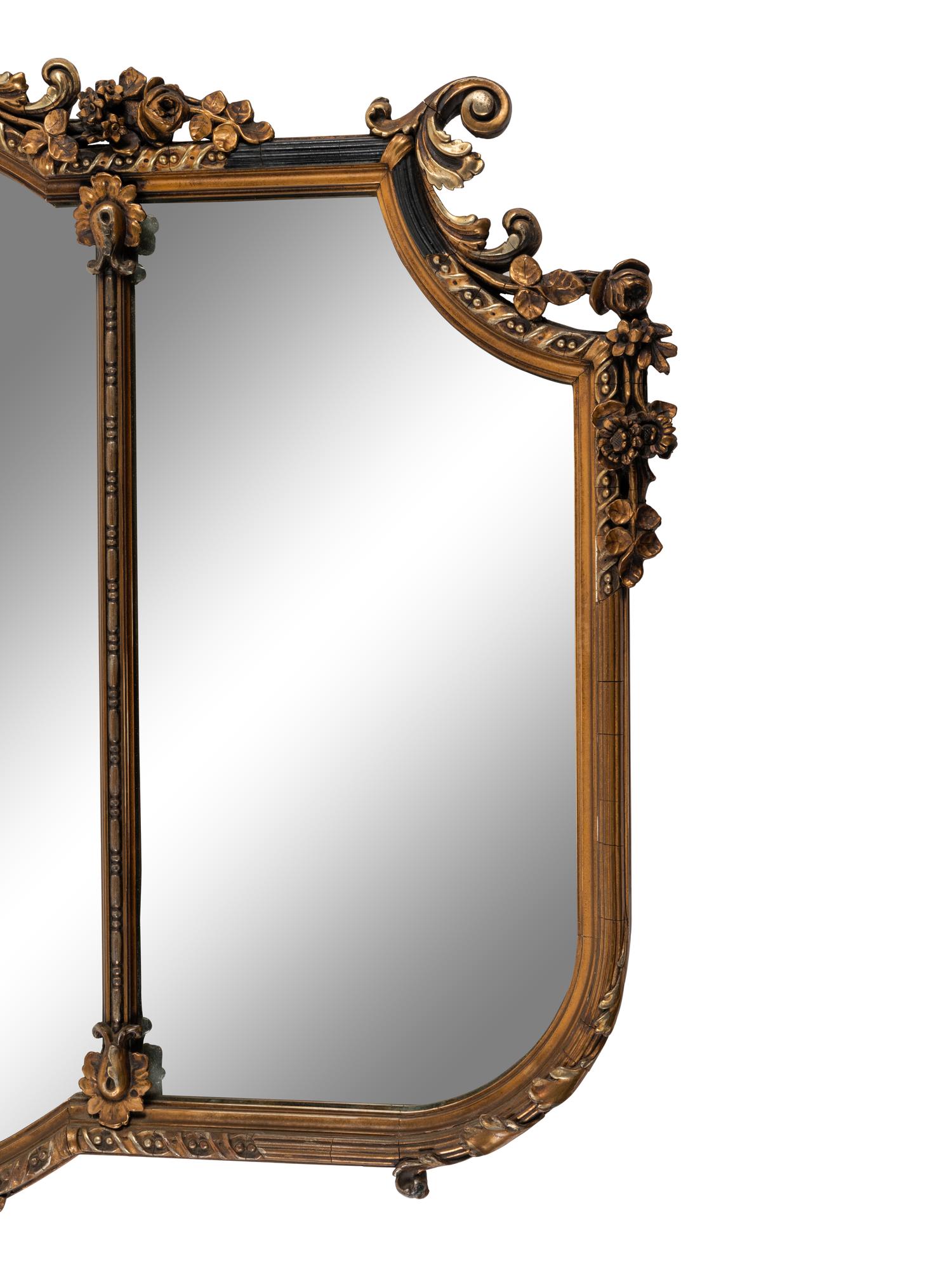 A French Etched Glass Gilt Mirror