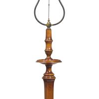 An Edwardian Style Mahogany Floor Lamp with Custom Shade