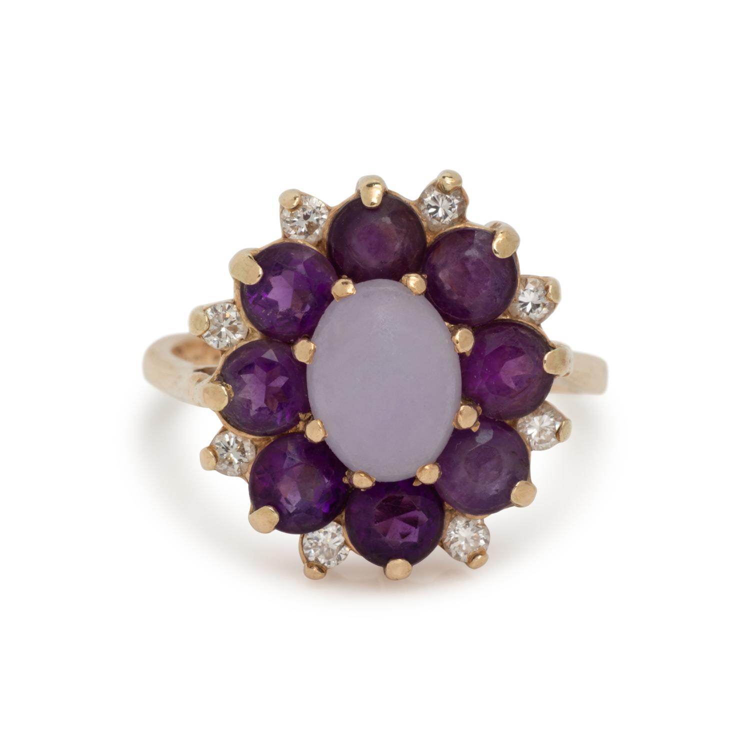 GEMSTONE AND DIAMOND RING