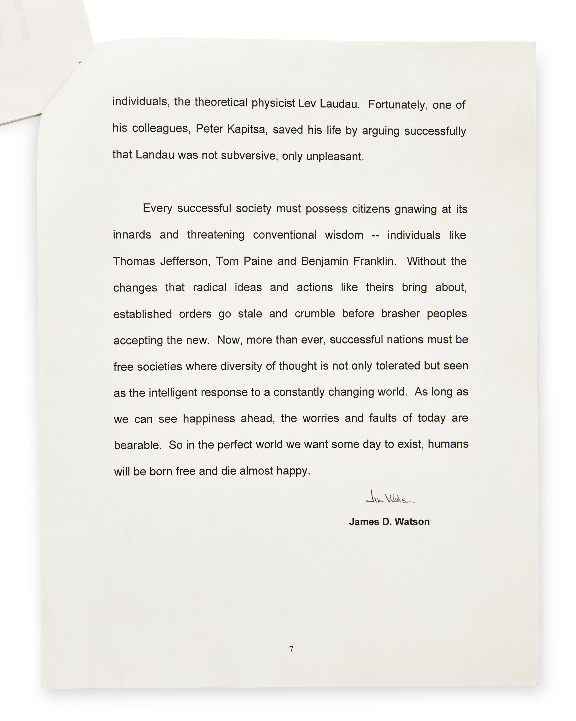 [Science, Medicine & Mathematics] Watson, James D. The Pursuit of Happiness