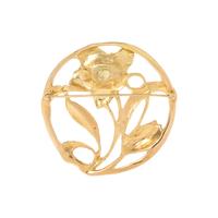 YELLOW GOLD AND CORAL BROOCH