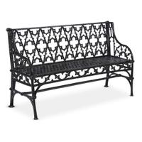 Two Gothic Revival black-painted cast iron benches 20th century
