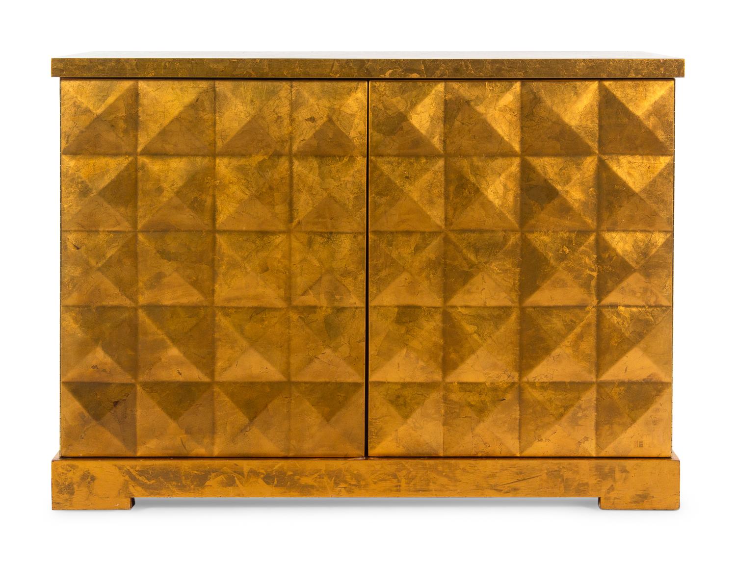 A Contemporary Gold-Finished Two-Door Cabinet