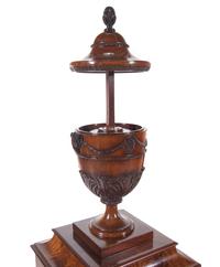 A Pair of Edwardian Style Mahogany Cutlery Urns on Pedestals