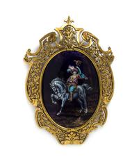 A Limoges Enamel Plaque, Height of plaque 7 1/2 x width 5 3/4 inches.