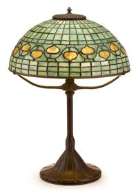 Patinated bronze and leaded glass table lamp tiffany studios, new york, ny, late 19th/early 20th century