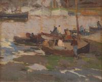 Harry Aiken Vincent (American, 1864-1931) - Harbor Scene