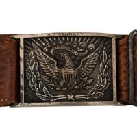 Silvered US Model 1851 Sword Belt Plate Engraved to A.C. Kennedy with Tooled Leather Belt