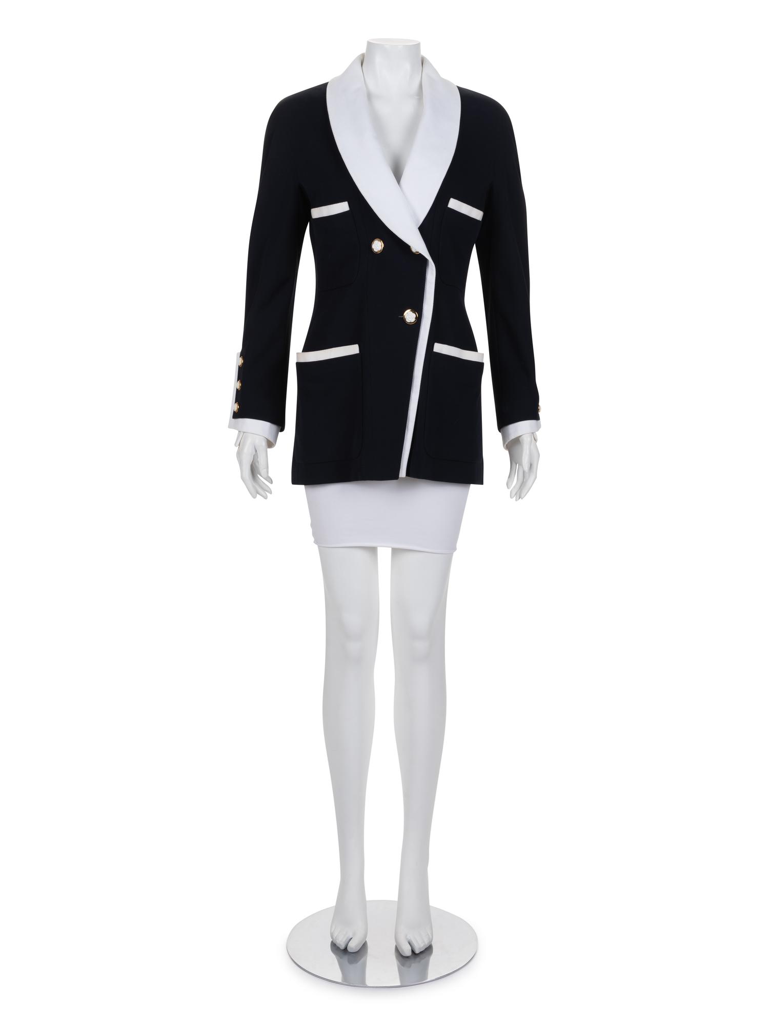 Chanel Cotton Jacket with Removable Collar and Cuffs, Late 1980s
