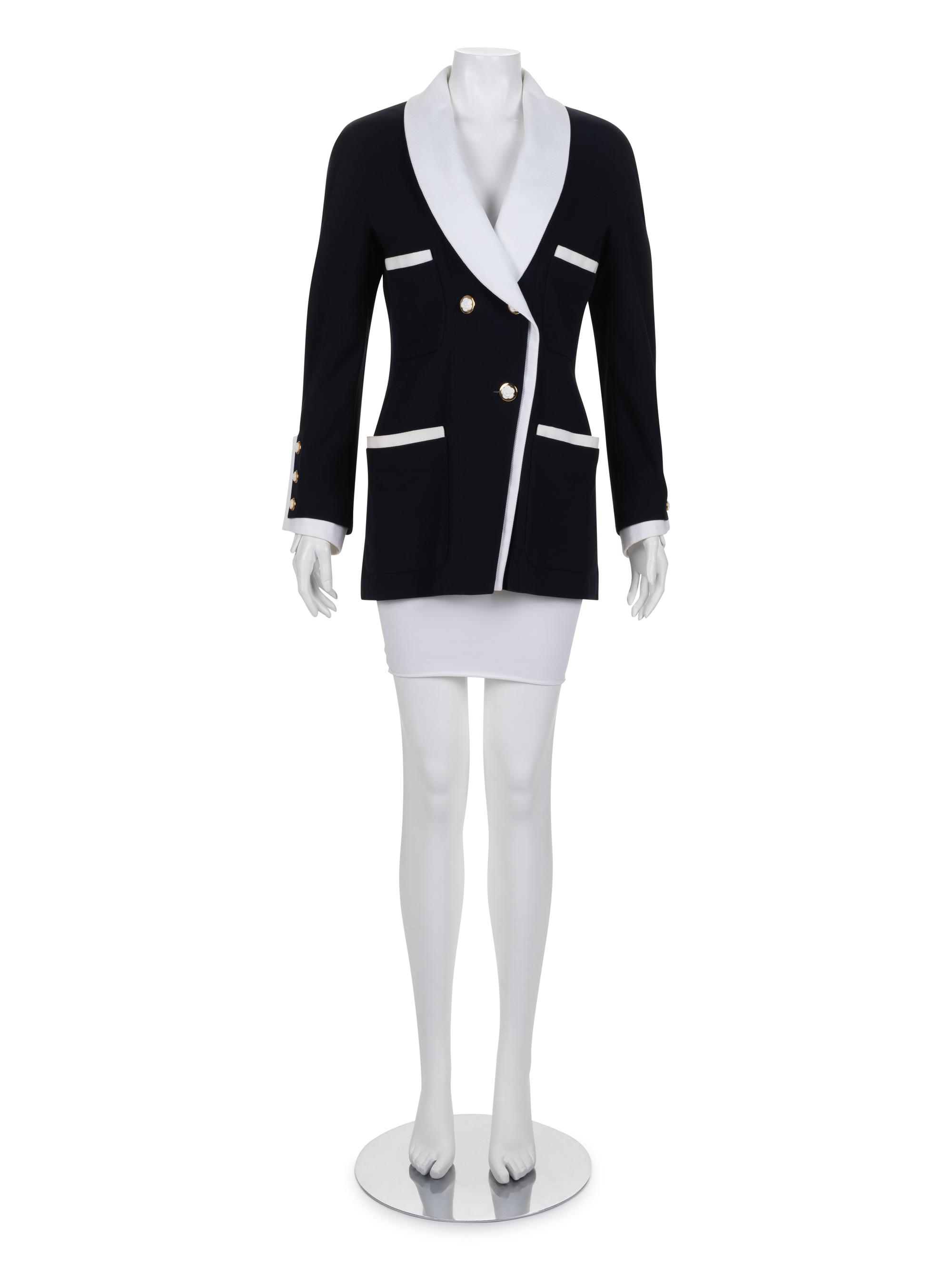 Chanel Cotton Jacket with Removable Collar and Cuffs, Late 1980s