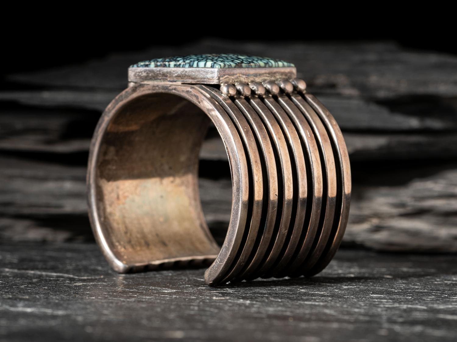 Heavy Sterling Silver and Turquoise Cuff Bracelet