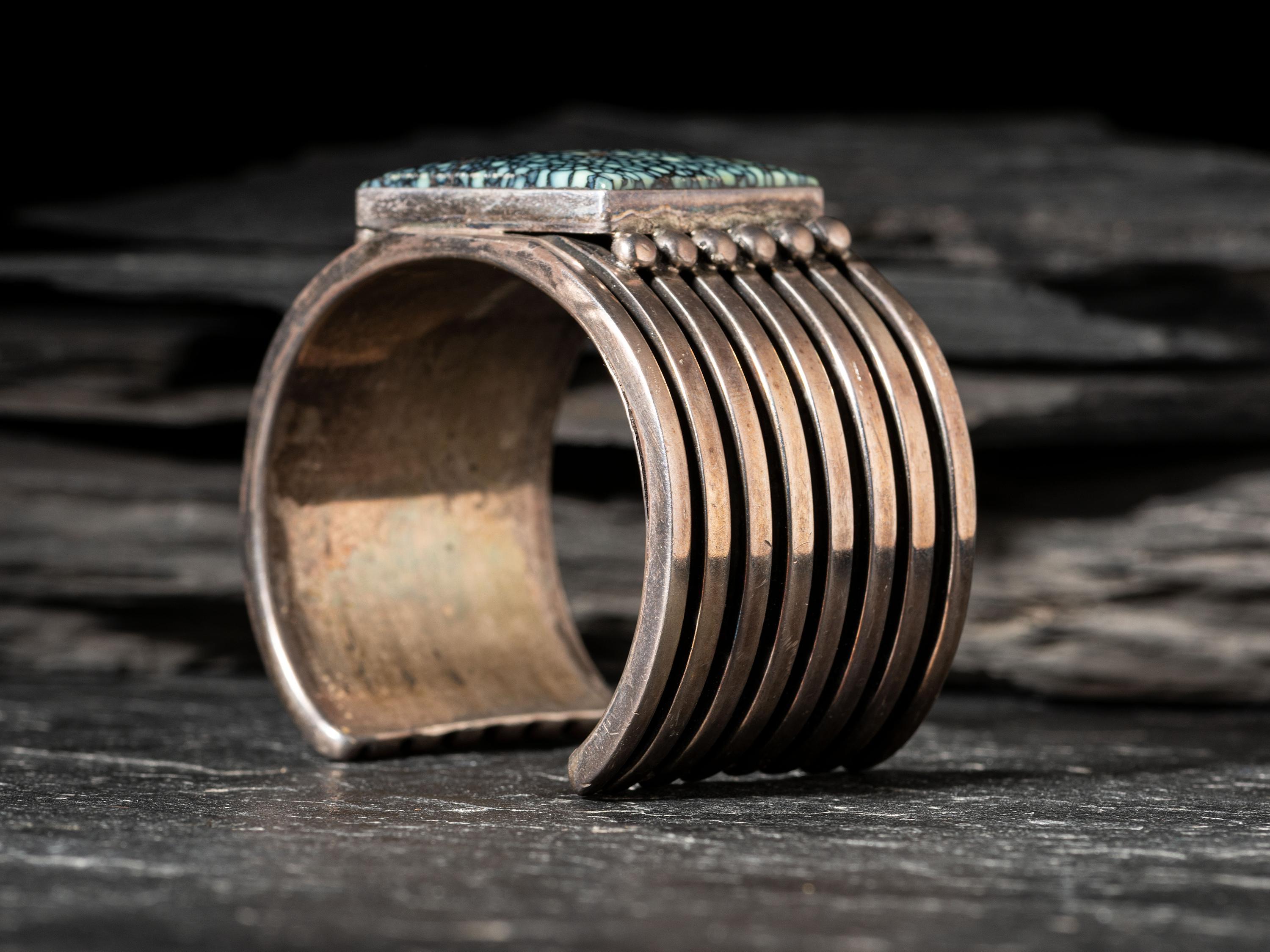 Heavy Sterling Silver and Turquoise Cuff Bracelet