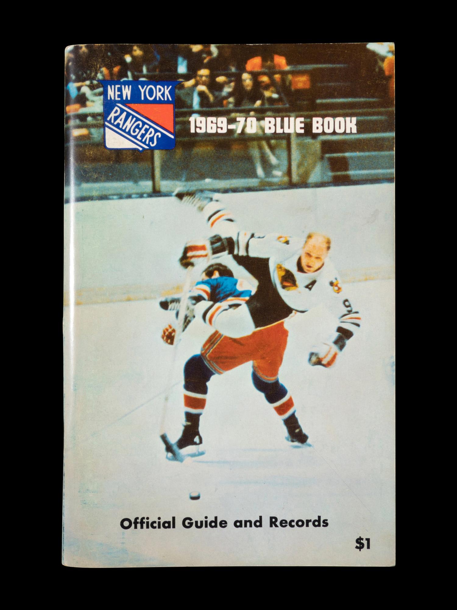 A Group of 16 1960s - 1980s New York Rangers Blue Book Media Guides,