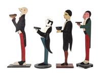 Four Standing "Butler" Tip Trays Height of tallest 36 3/4 inches. — Mid 20th Century