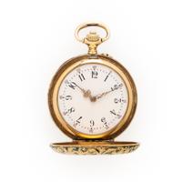 Antique, Russian, Pavel Bure, 14K Yellow Gold and Enamel Hunter Case Pocket Watch