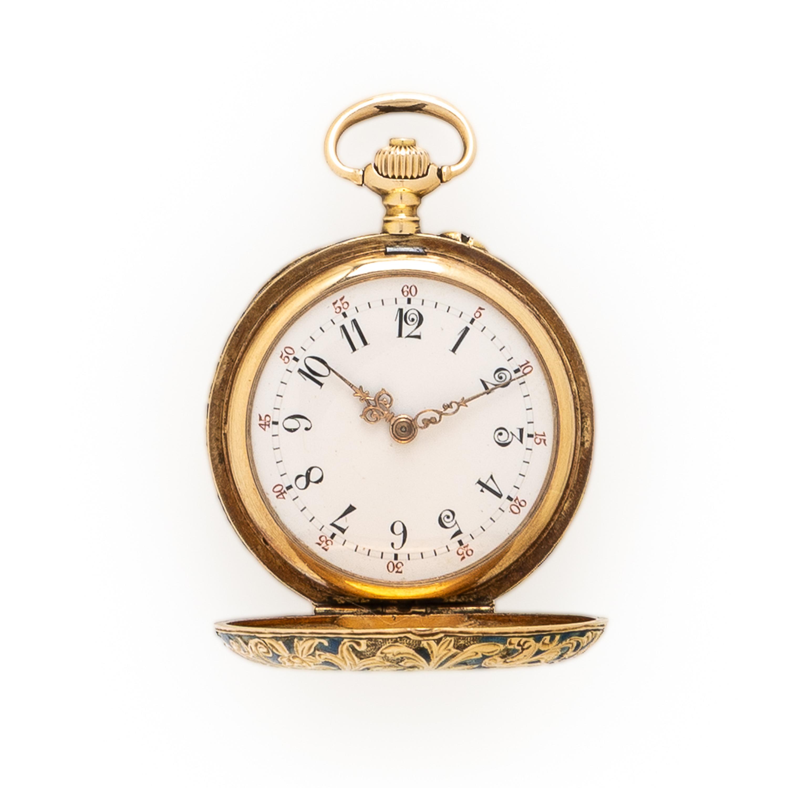 Antique, Russian, Pavel Bure, 14K Yellow Gold and Enamel Hunter Case Pocket Watch