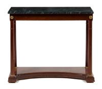 An Empire Style Mahogany Console Table Height 30 x width 34 x depth 14 inches.