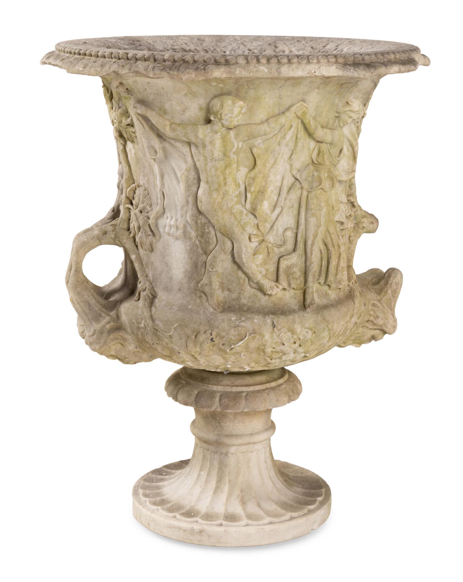 A Continental Marble Campagna Urn