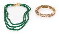 A Collection of 12 Karat Yellow Gold, Gold Tone, Cultured Pearl, Ruby, Sapphire and Emerald Jewelry, 29.00 dwts.