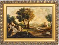 V. Franzi, (19th century), Pastoral Landscape with Figures